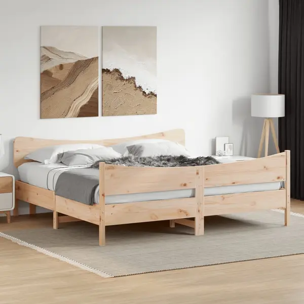 Gossi cadru de pat fara saltea, 200x200 cm, lemn masiv pin