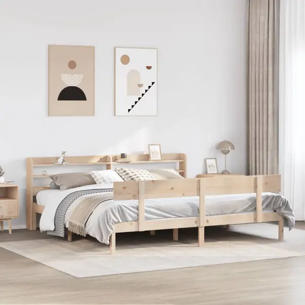 Gossi cadru de pat fara saltea, 200x200 cm, lemn masiv pin