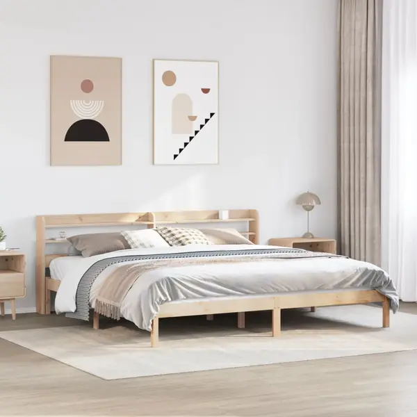 Gossi cadru de pat fara saltea, 200x200 cm, lemn masiv pin