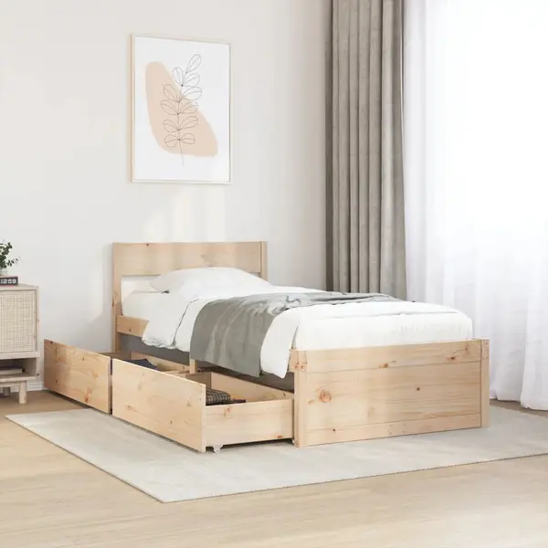 Gossi cadru de pat fara saltea, 75x190 cm, lemn masiv de pin