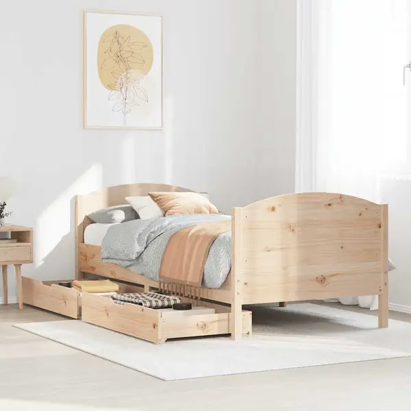 Gossi cadru de pat fara saltea, 75x190 cm, lemn masiv de pin