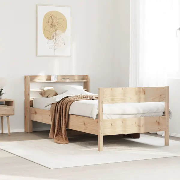 Gossi cadru de pat fara saltea, 75x190 cm, lemn masiv de pin