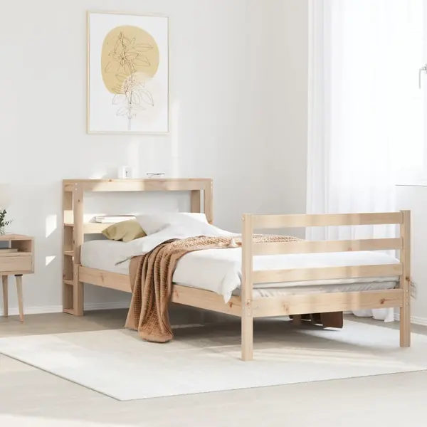Gossi cadru de pat fara saltea, 90x200 cm, lemn masiv pin