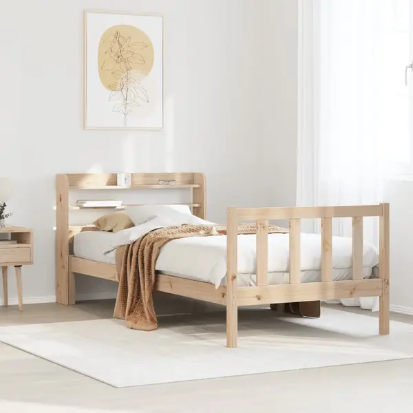 Gossi cadru de pat fara saltea, 90x200 cm, lemn masiv pin