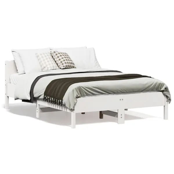 Gossi cadru de pat fara saltea, alb, 120x190 cm, lemn masiv pin