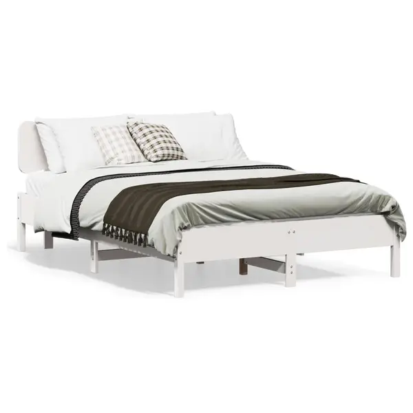 Gossi cadru de pat fara saltea, alb, 120x190 cm, lemn masiv pin