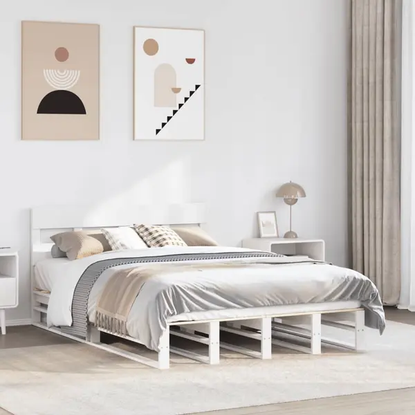 Gossi cadru de pat fara saltea, alb, 120x190 cm, lemn masiv pin