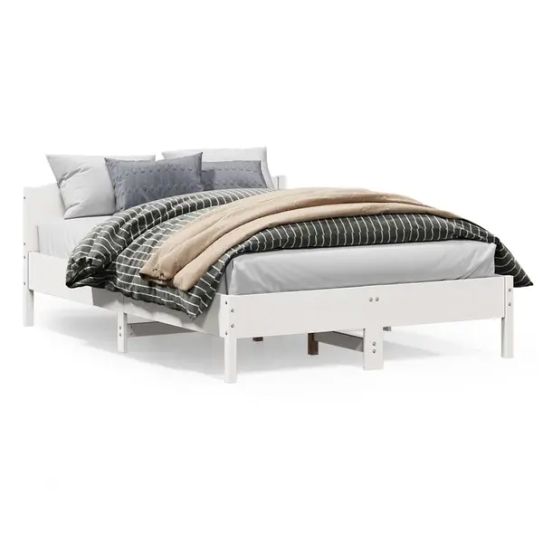 Gossi cadru de pat fara saltea, alb, 120x200 cm, lemn masiv pin