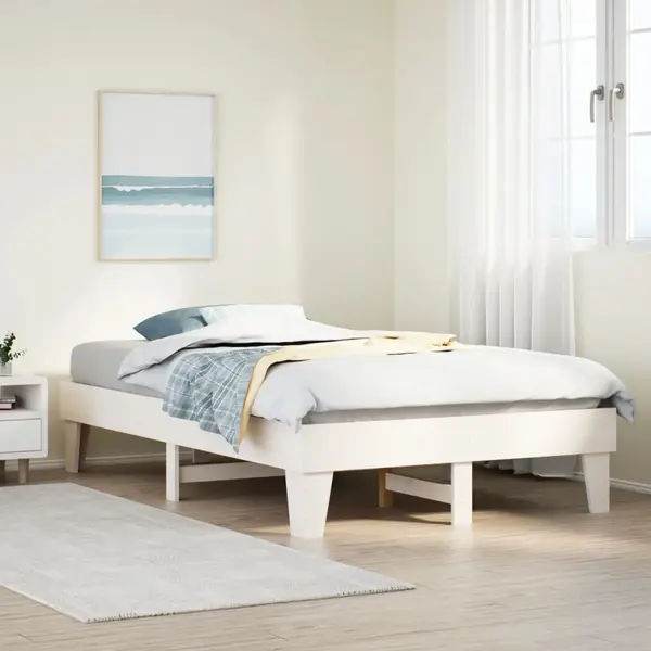 Gossi cadru de pat fara saltea, alb, 120x200 cm, lemn masiv pin