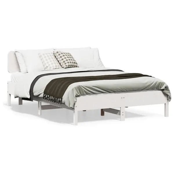 Gossi cadru de pat fara saltea, alb, 135x190 cm, lemn masiv de pin