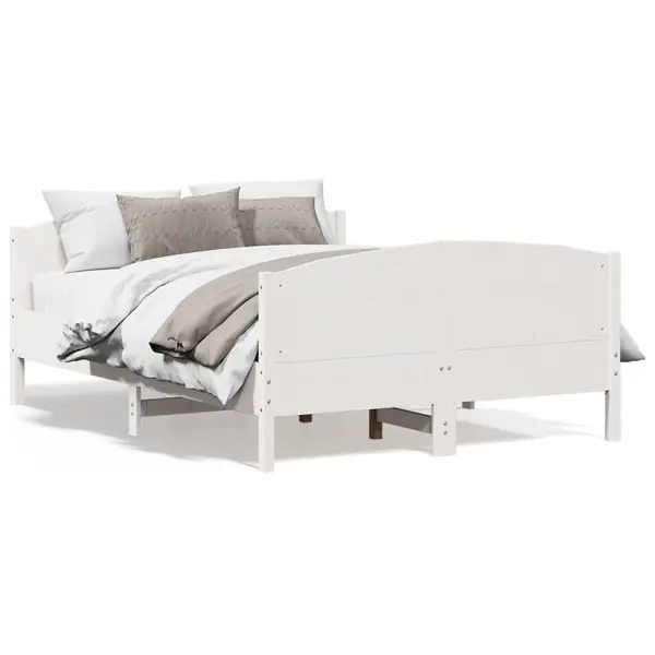 Gossi cadru de pat fara saltea, alb, 140x190 cm, lemn masiv de pin