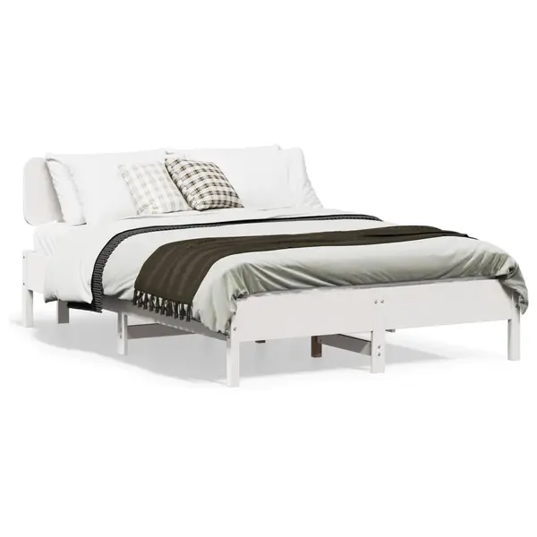 Gossi cadru de pat fara saltea, alb, 140x190 cm, lemn masiv de pin
