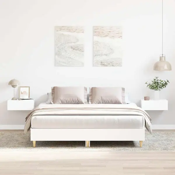 Gossi cadru de pat fara saltea, alb, 150x200 cm, lemn prelucrat