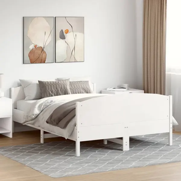 Gossi cadru de pat fara saltea, alb, 160x200 cm, lemn masiv pin