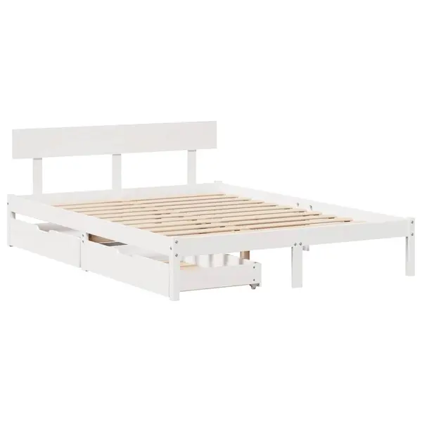 Gossi cadru de pat fara saltea, alb, 160x200 cm, lemn masiv pin