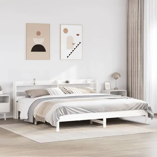 Gossi cadru de pat fara saltea, alb, 180x200 cm, lemn masiv pin