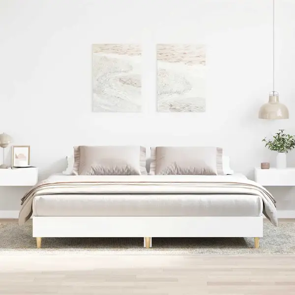 Gossi cadru de pat fara saltea, alb, 200x200 cm, lemn prelucrat