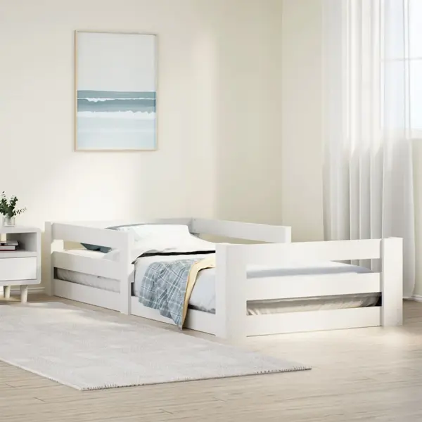 Gossi cadru de pat fara saltea, alb, 70x140 cm, lemn masiv de pin