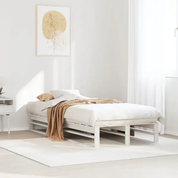 Gossi cadru de pat fara saltea, alb, 75x190 cm, lemn masiv de pin