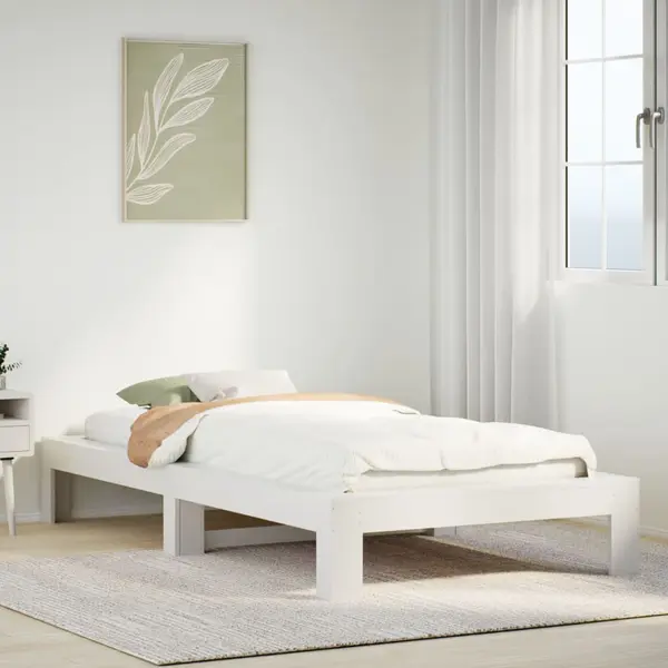 Gossi cadru de pat fara saltea, alb, 75x190 cm, lemn masiv de pin