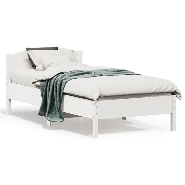 Gossi cadru de pat fara saltea, alb, 75x190 cm, lemn masiv de pin