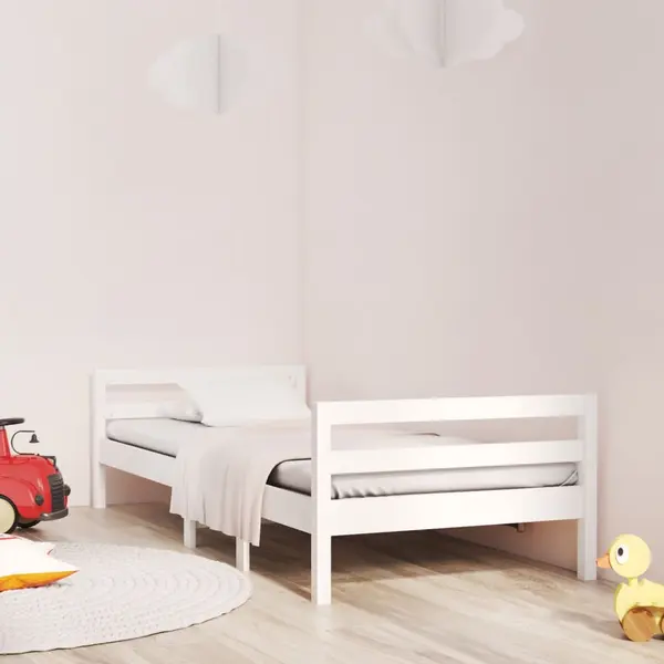 Gossi cadru de pat fara saltea, alb, 75x190 cm, lemn masiv de pin