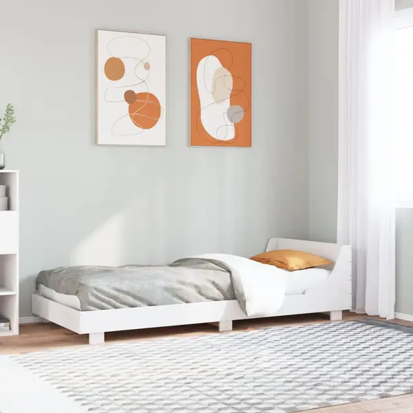 Gossi cadru de pat fara saltea, alb, 75x190 cm, lemn masiv de pin