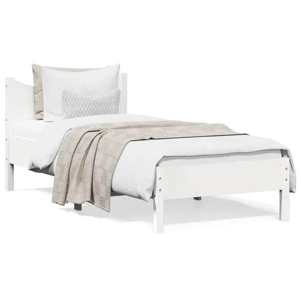 Gossi cadru de pat fara saltea, alb, 75x190 cm, lemn masiv de pin