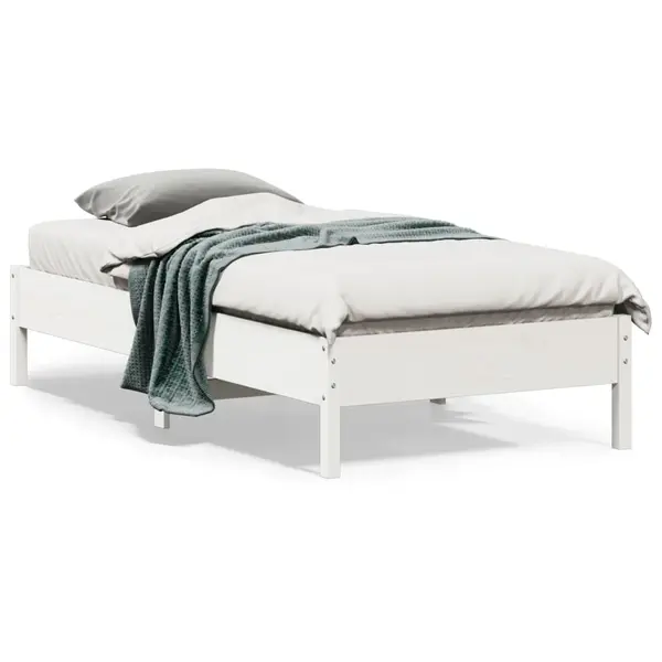 Gossi cadru de pat fara saltea, alb, 75x190 cm, lemn masiv de pin