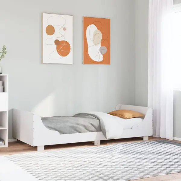 Gossi cadru de pat fara saltea, alb, 90x200 cm, lemn masiv pin