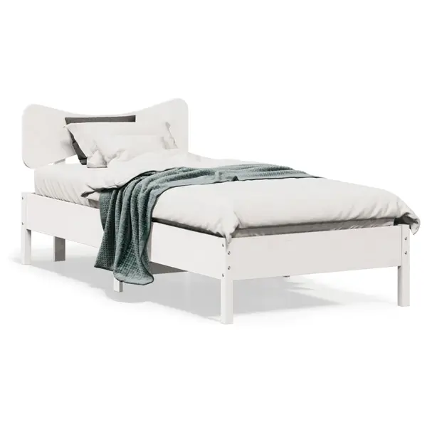 Gossi cadru de pat fara saltea, alb, 90x200 cm, lemn masiv pin