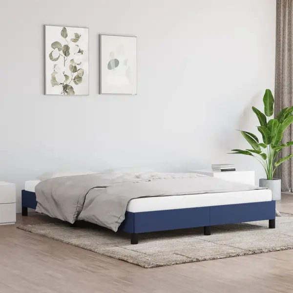 Gossi cadru de pat fara saltea, albastru, 140x190 cm, textil