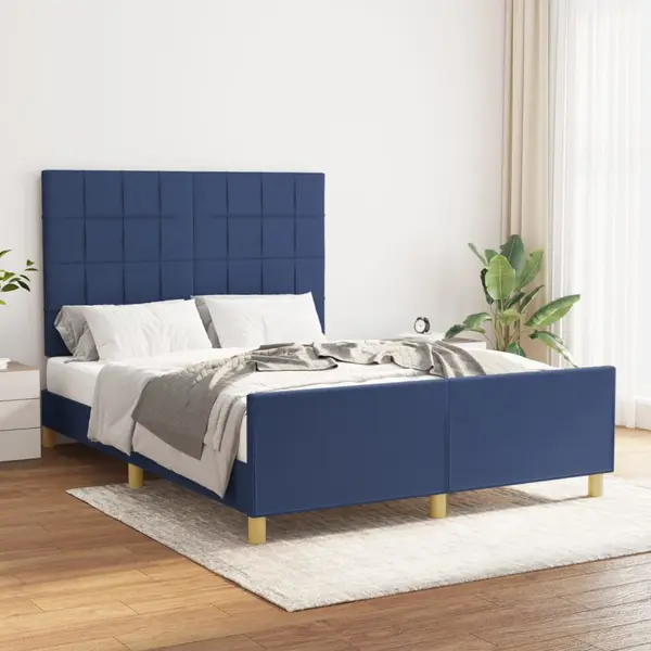 Gossi cadru de pat fara saltea, albastru, 140x190 cm, textil
