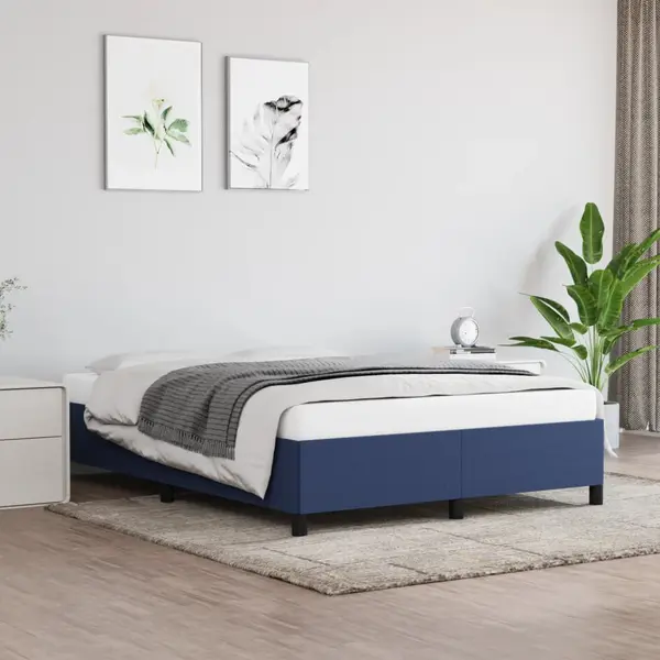 Gossi cadru de pat fara saltea, albastru, 140x200 cm, textil