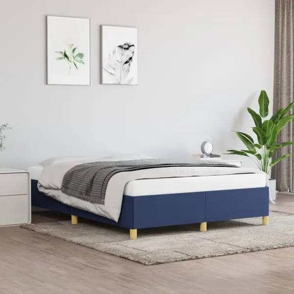 Gossi cadru de pat fara saltea, albastru, 140x200 cm, textil