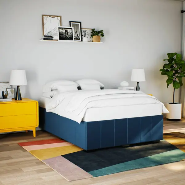 Gossi cadru de pat fara saltea, albastru, 160x200 cm, textil