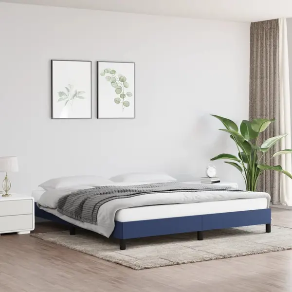 Gossi cadru de pat fara saltea, albastru, 160x200 cm, textil