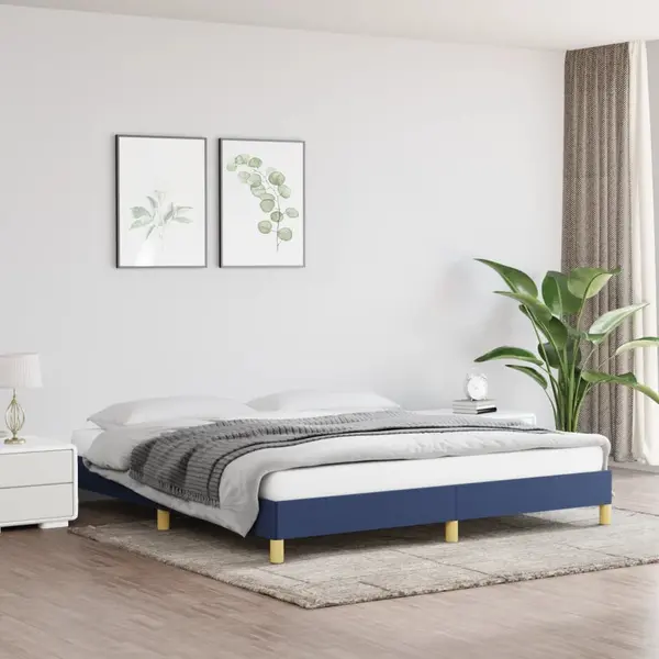 Gossi cadru de pat fara saltea, albastru, 180x200 cm, textil