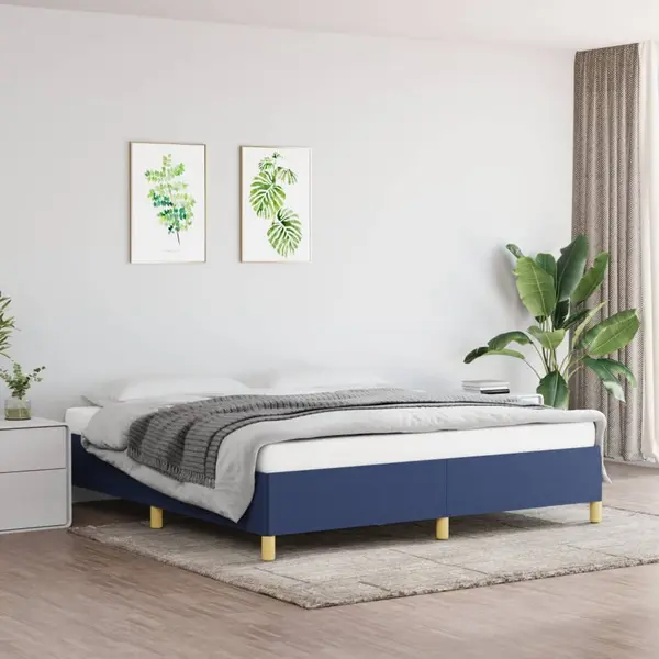 Gossi cadru de pat fara saltea, albastru, 180x200 cm, textil