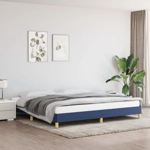 Gossi cadru de pat fara saltea, albastru, 200x200 cm, textil