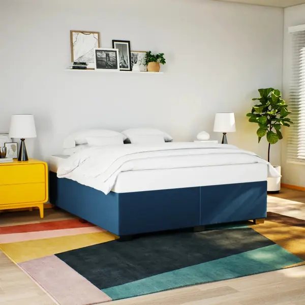 Gossi cadru de pat fara saltea, albastru, 200x200 cm, textil