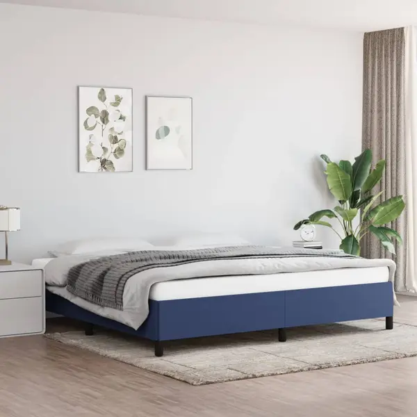 Gossi cadru de pat fara saltea, albastru, 200x200 cm, textil