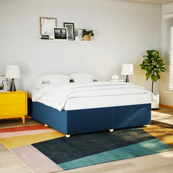 Gossi cadru de pat fara saltea, albastru, 200x200 cm, textil