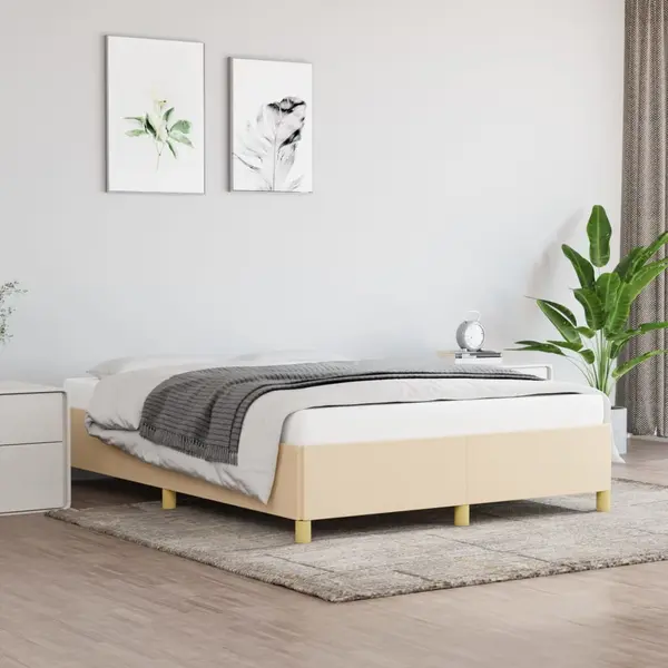 Gossi cadru de pat fara saltea, crem, 140x190 cm, textil