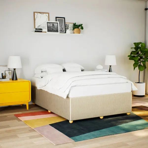 Gossi cadru de pat fara saltea, crem, 140x190 cm, textil