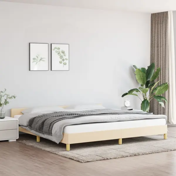 Gossi cadru de pat fara saltea, crem, 200x200 cm, textil