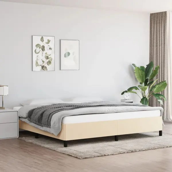 Gossi cadru de pat fara saltea, crem, 200x200 cm, textil