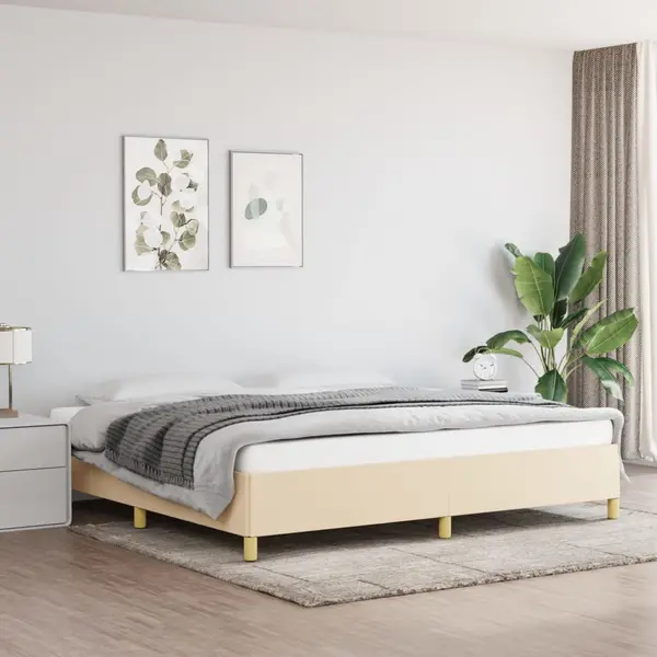Gossi cadru de pat fara saltea, crem, 200x200 cm, textil