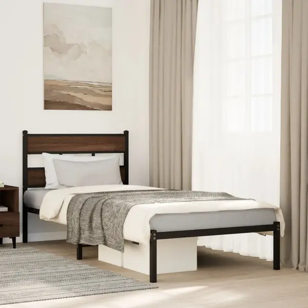 Gossi cadru de pat fara saltea, cu tablie, stejar maro, 75x190 cm