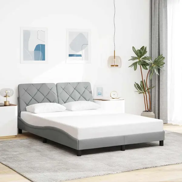 Gossi cadru de pat fara saltea, gri deschis, 120x200 cm, textil